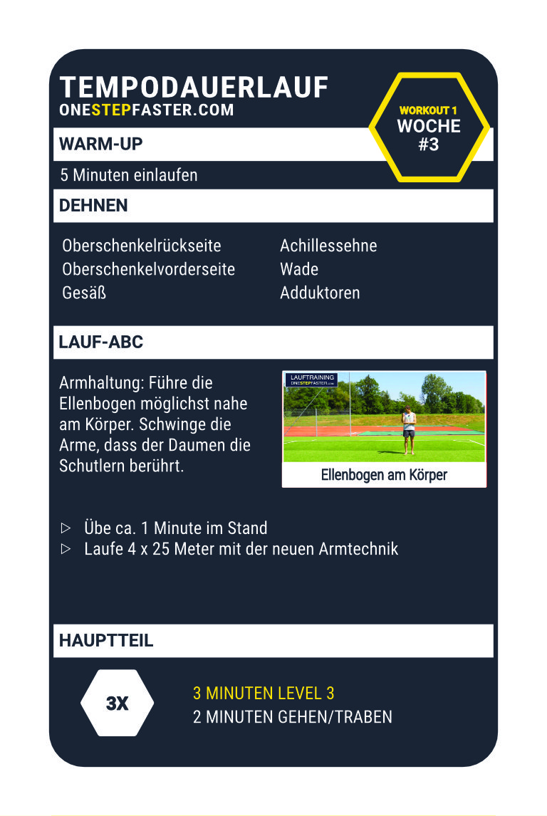 Trainingskarte Woche 3 Tempodauerlauf